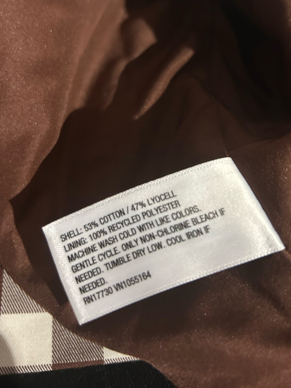A New Day Women's Transitional Cropped Jacket Cotton-Lyocell Brown Gingham XS - Picture 5 of 5